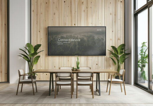 Screen Smart TV Co Working Space Mockup With Generative AI