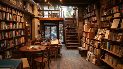 29. A charming old bookstore with wooden shelves and cozy reading spots