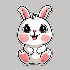 A cute and cheerful cartoon bunny with big eyes, pink cheeks, and a happy expression. Perfect for children's illustrations, stickers, or playful designs.