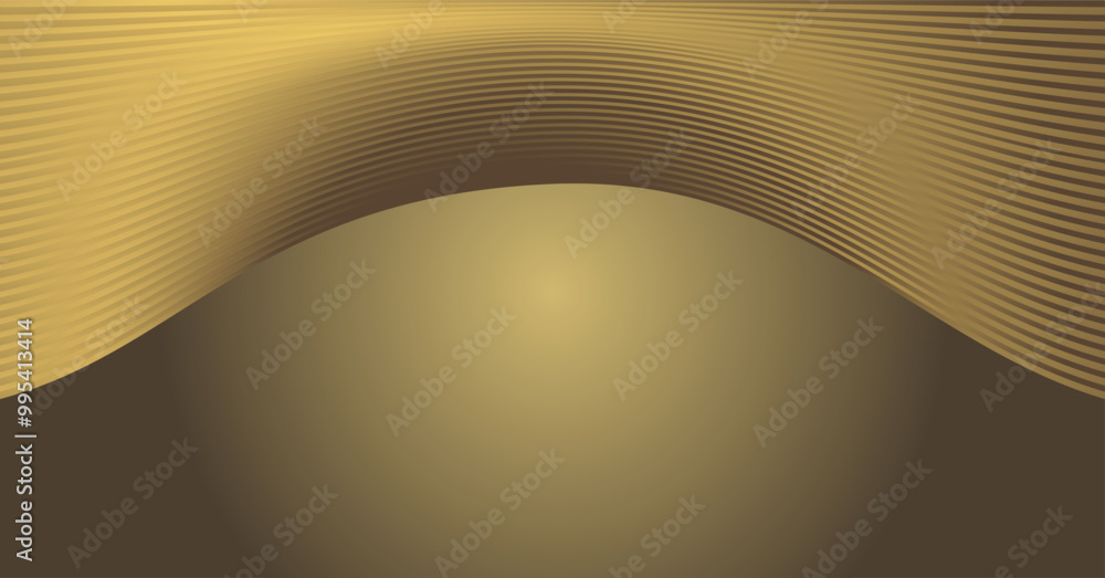 Poster composition of curved lines with brown and gold colors and empty space as background inspiration for