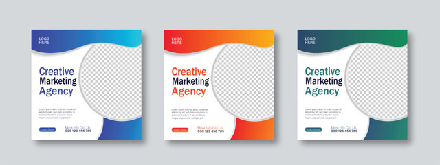 Digital marketing agency social media post and Instagram design web template