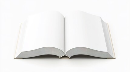 Fototapeta premium 3D rendering of an open book with blank pages on a white background. Book mockup template for design and presentation