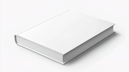Fototapeta premium White hardcover book mockup, standing upright on the floor, minimalist design. 