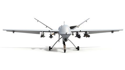 A military drone with long-range surveillance capabilities, isolated on a white background.
