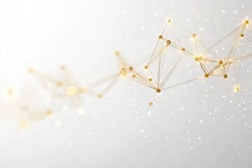 Naklejka premium Abstract gold digital network with glowing lines and points representing the connectivity of data and communication systems in modern telecommunication networks