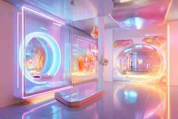 Futuristic Neon Digital Art in Vibrant Colors