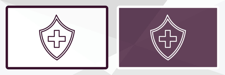 medical shield outline icon. Linear vector from health and medical concept. Thin line white and black medical shield icon isolated on white and dark background