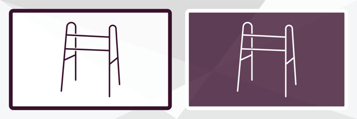 medical walker outline icon. Linear vector from health and medical concept. Thin line white and black medical walker icon isolated on white and dark background