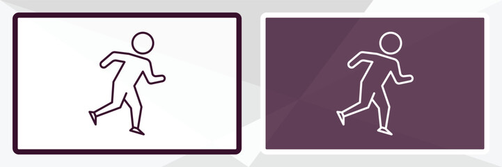 running outline icon. Linear vector from health and medical concept. Thin line white and black running icon isolated on white and dark background