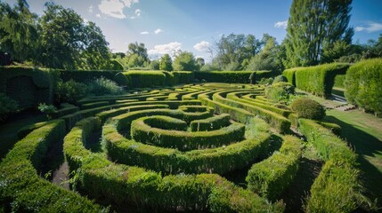 Viewing a hedge garden labyrinth