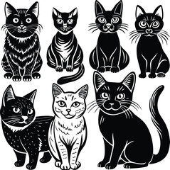 Obraz premium set of black cats