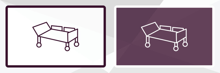 hospital bed outline icon. Linear vector from health and medical concept. Thin line white and black hospital bed icon isolated on white and dark background