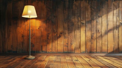Wall lamp against attractive wooden floor as wallpaper