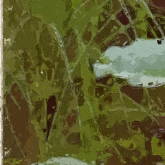 Oil paintings and various flowers, such as spotted deer, tropical leaves, lotus leaves, lotus flowers, and fish