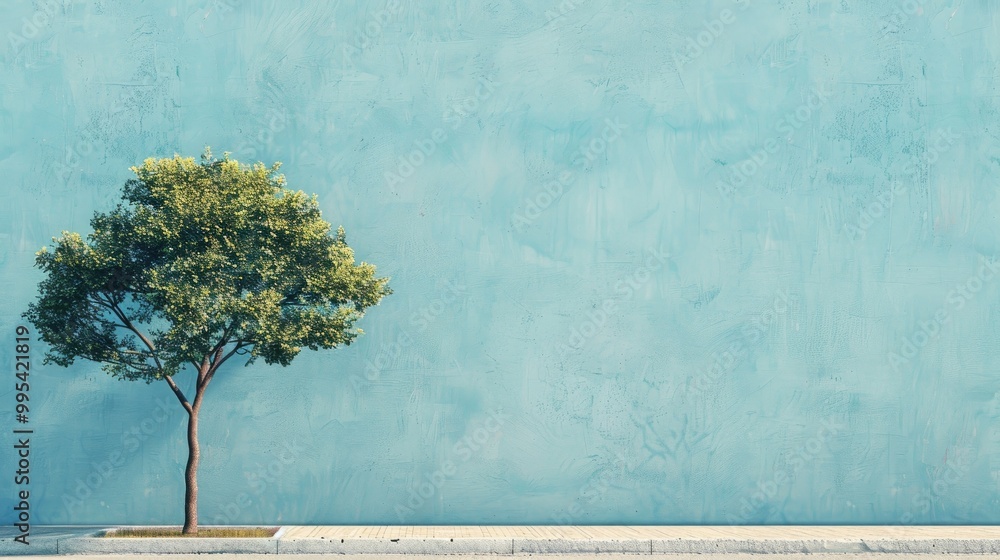Poster tree standing alone against blank backdrop with clipping paths