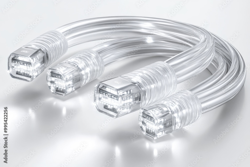 Poster transparent ethernet cables coiled together showcasing high speed internet connectivity and structur