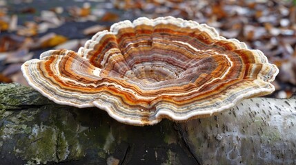 Trametes versicolor Unique markings of a global polyporous fungus