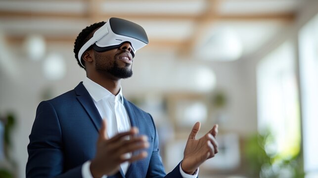 Businessman Exploring Virtual Reality.