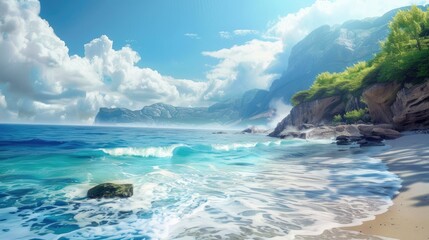 Fototapeta premium View of the summer sea and natural ocean landscape