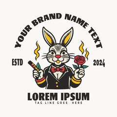 hand drawn rabbit logo illustration