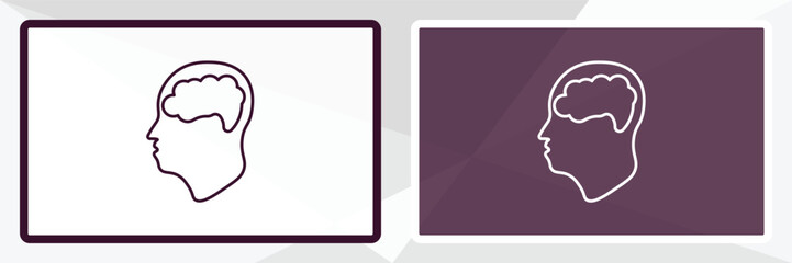 brain in bald male head outline icon. Linear vector from medical concept. Thin line white and black brain in bald male head icon isolated on white and dark background