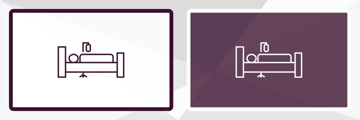 illness on bed outline icon. Linear vector from medical concept. Thin line white and black illness on bed icon isolated on white and dark background