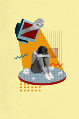 Trend artwork composite sketch image 3D photo collage of computer monitor advert hand pull paper...