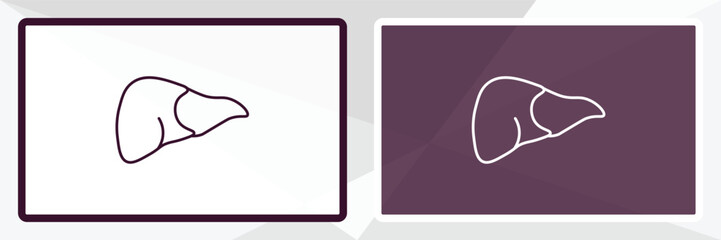 liver outline icon. Linear vector from medical concept. Thin line white and black liver icon isolated on white and dark background