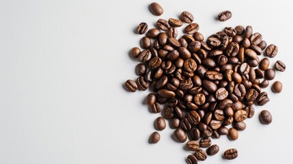 Obraz premium Valentine s Day Heart made from coffee beans on white background