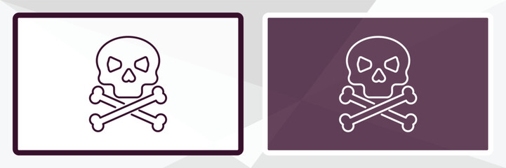 skull and bone outline icon. Linear vector from medical concept. Thin line white and black skull and bone icon isolated on white and dark background