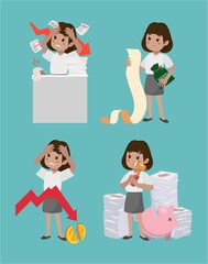 Business people stressed and worried with a lot of bill
