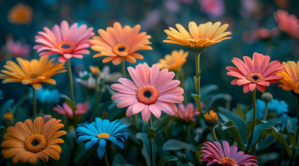 Fototapeta premium Colorful Flowers in Bloom, Close-Up Photograph