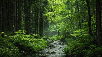 Forest of green by the river mouth