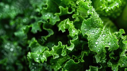 Water droplets on leafy greens