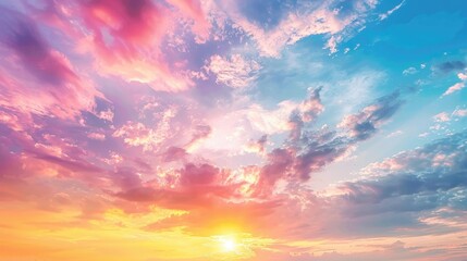 Fototapeta premium Vivid Sunset Sky with Colorful Clouds