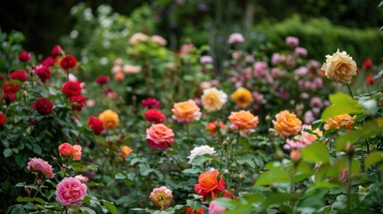 Obraz premium Variety of roses in an English garden