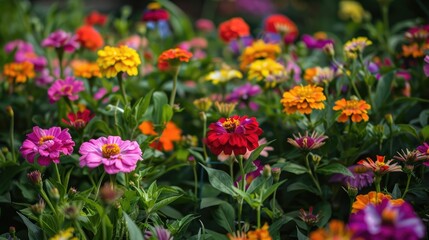 Vibrant Flowers in a Flowerbed