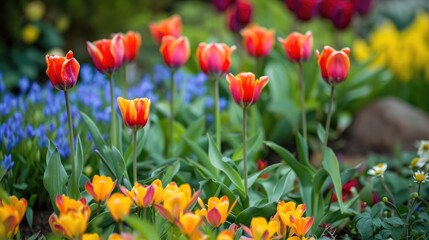 Fototapeta premium Vivid Spring Flowers in a Garden