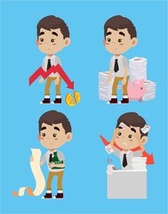 Business people stressed and worried with a lot of bill
