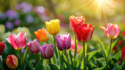 Tulip Flowers Blooming in the Garden Nature Background