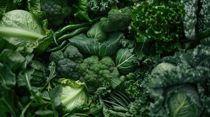 Green vegetables viewed from the front
