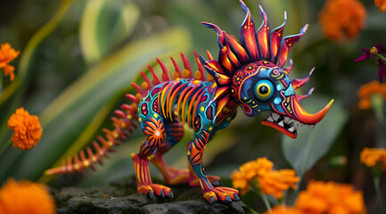 Colorful Skeleton Creature Illustration