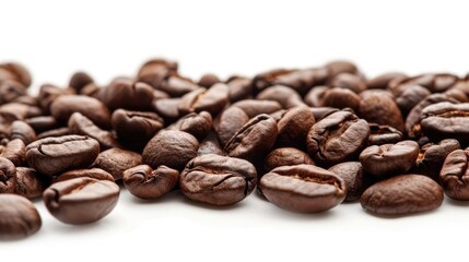 Obraz premium White Background Coffee Beans from the Side