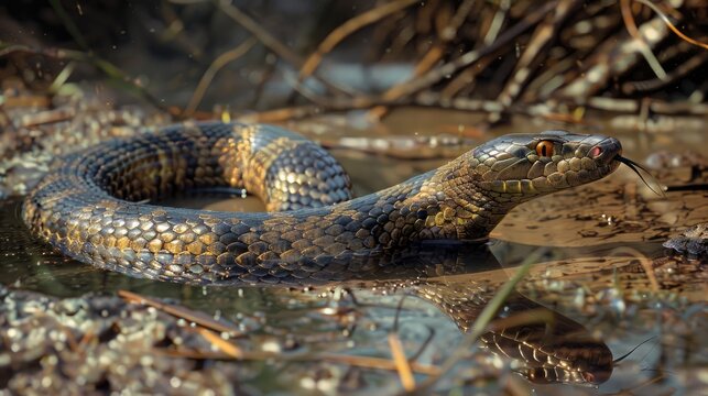 Freshwater river water snake