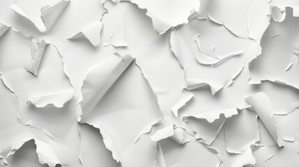 White torn papers gathered on a white backdrop each captured individually