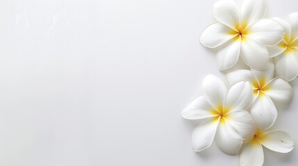 Obraz premium White frangipani on a white backdrop