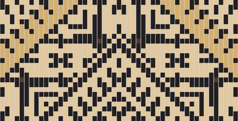 Tribal Ikatee Patternfolk Embroidery, Aztec Geometric Ornament Print. Design for Carpet, Wallpaper, Clothing, Wrapping, Fabric