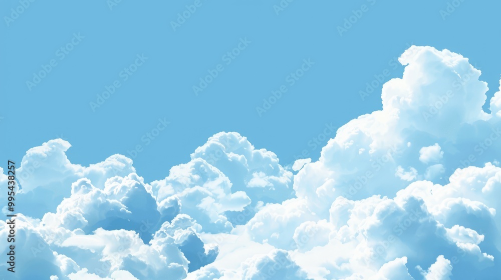 Aufkleber white fluffy clouds on blue sky background with space for text