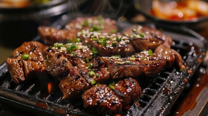 Grilled beef chunks in Korean style