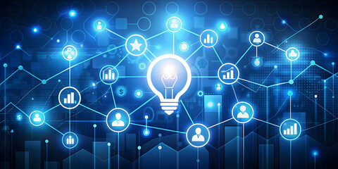 Flat Glowing Abstract Acquisition Design with Business Expansion Icons for Marketing and Financial Promotions in a Dynamic Vector Style